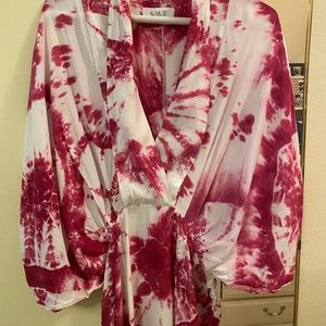 SWF Plunge tie dye Magenta maxi dress